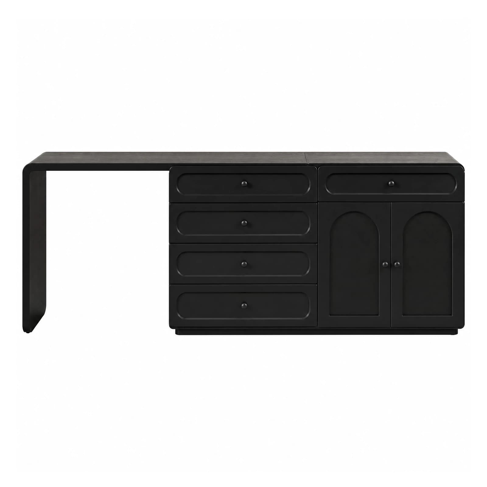 Black Dressing Table with Side Cabinet